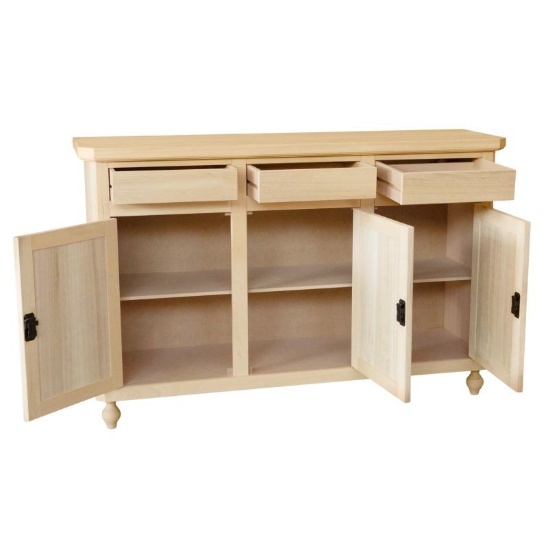  madia credenza grezza in legno 3 ante 3 cassetti l.150 p.43 h.98