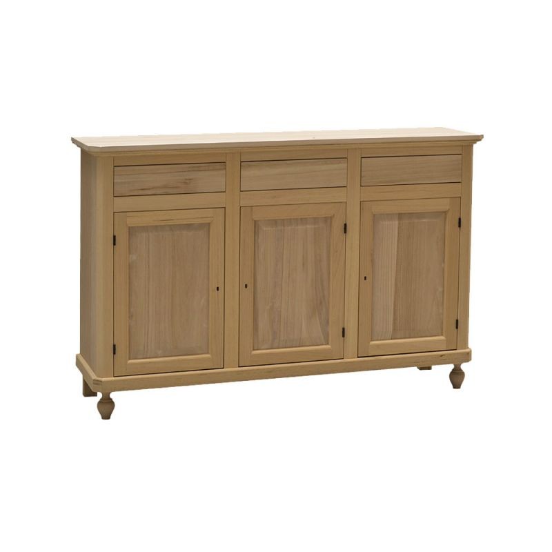  madia credenza grezza in legno 3 ante 3 cassetti l.150 p.43 h.98