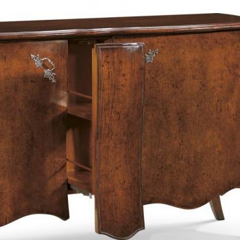 Madia credenza in legno 2 porte sagomata intagliata arte povera l.165 p.52 h.88