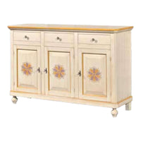 Madia credenza in legno 3 ante avorio pennellato l.150 p.43 h.98