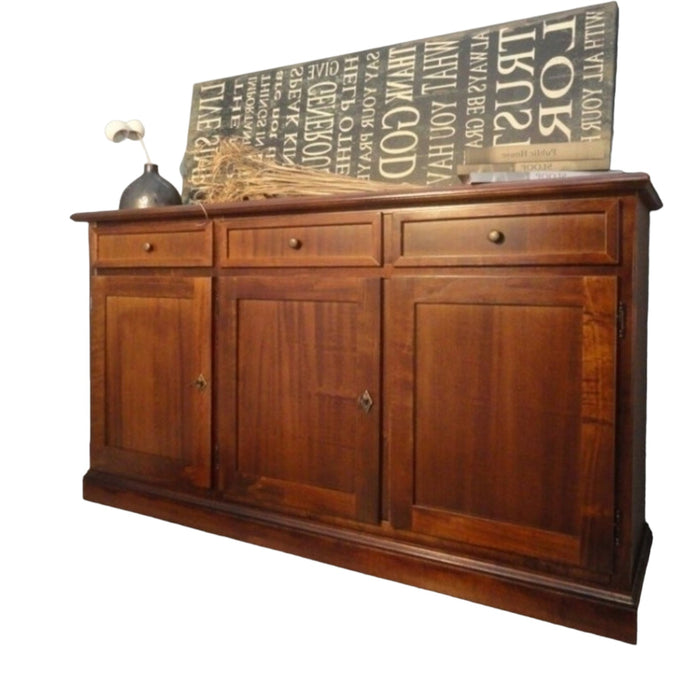 Madia credenza in legno 3 ante finitura noce chiaro 156 x 42 x 85