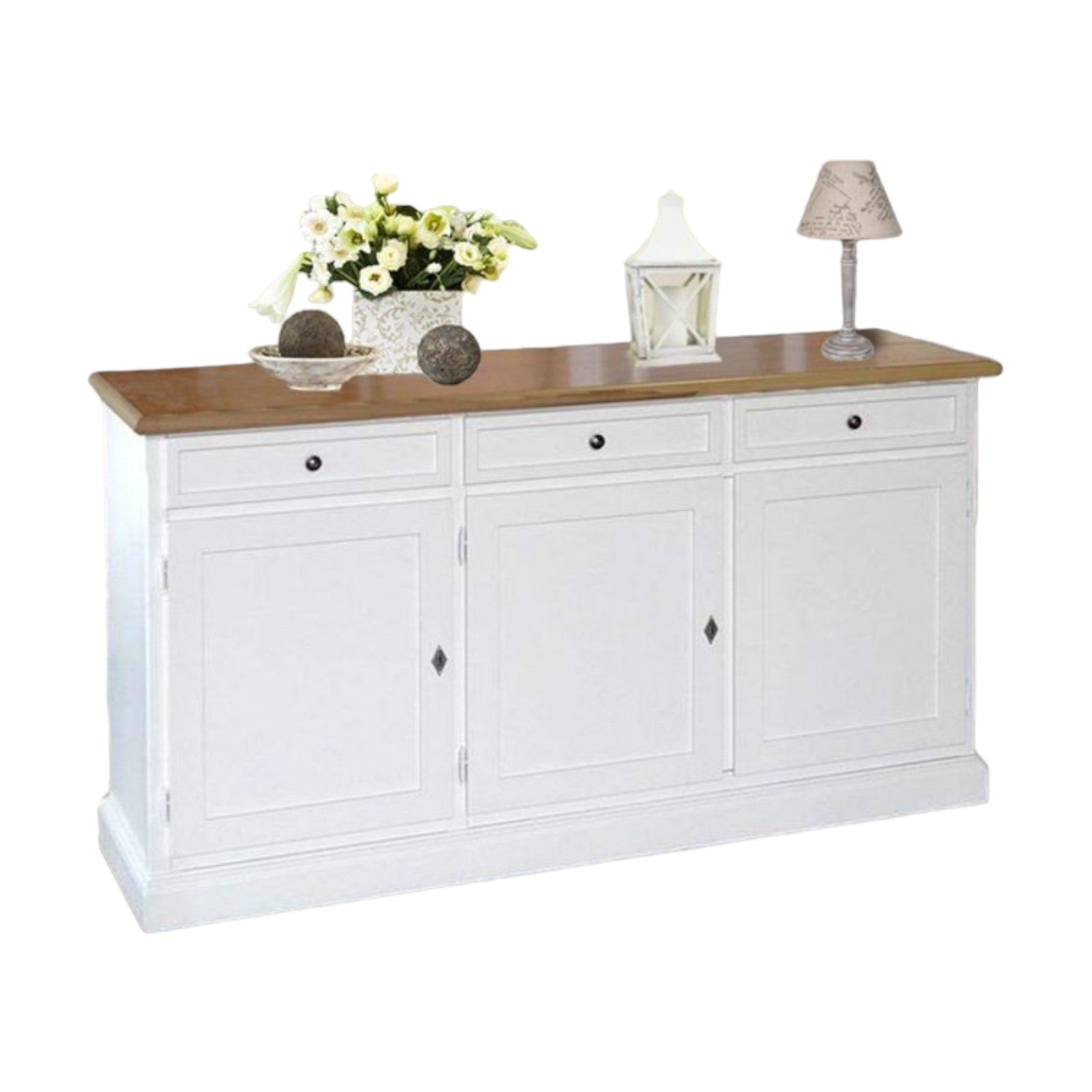 Madia credenza in legno 3 porte shabby chic bicolore 156x42x85