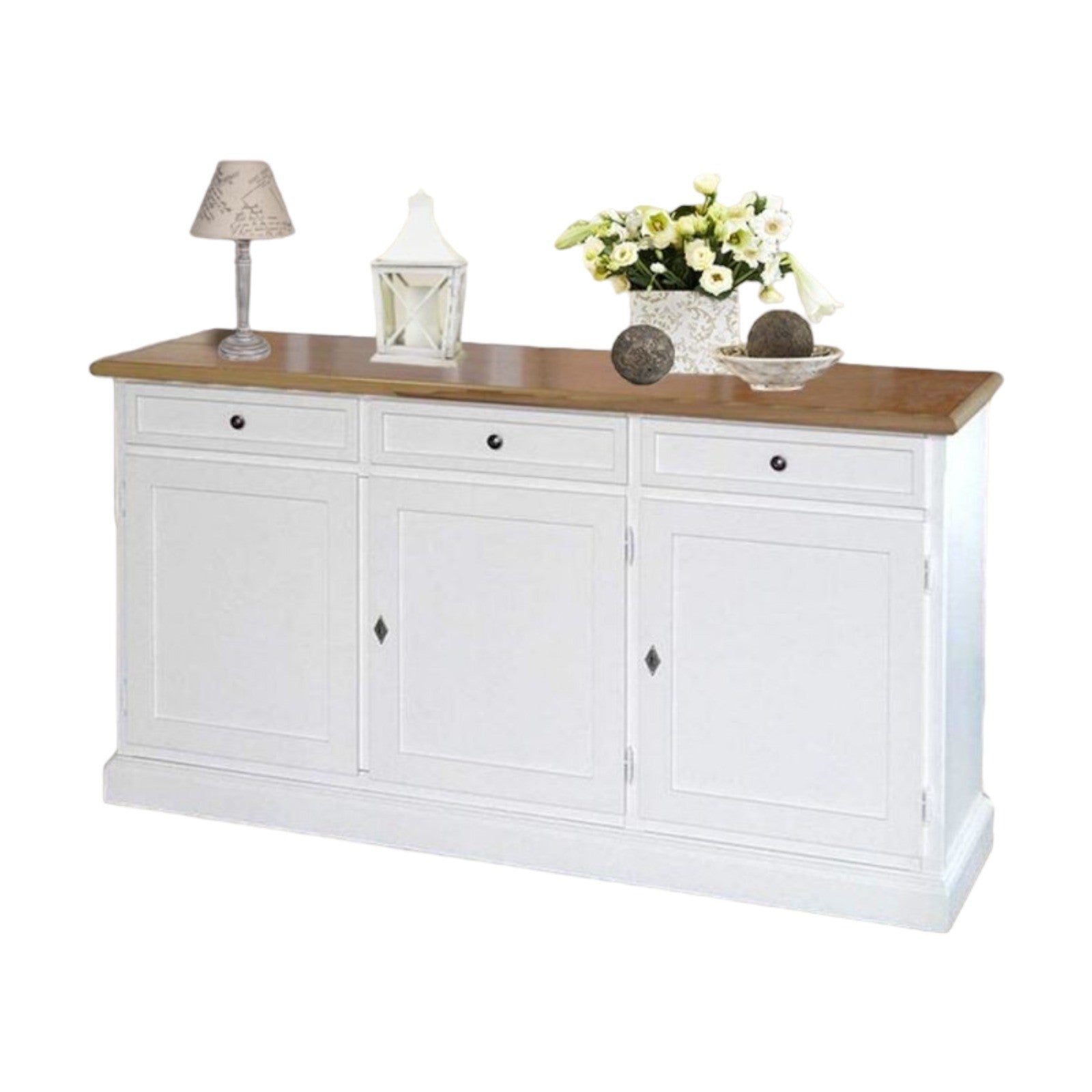 Madia credenza in legno 3 porte shabby chic bicolore 156x42x85