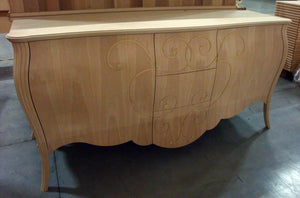 Madia credenza in legno grezza bombata 2 ante l.200 p.60 h.98