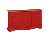 Madia credenza in legno laccato pennellato rosso  l.156 p.42 h.85