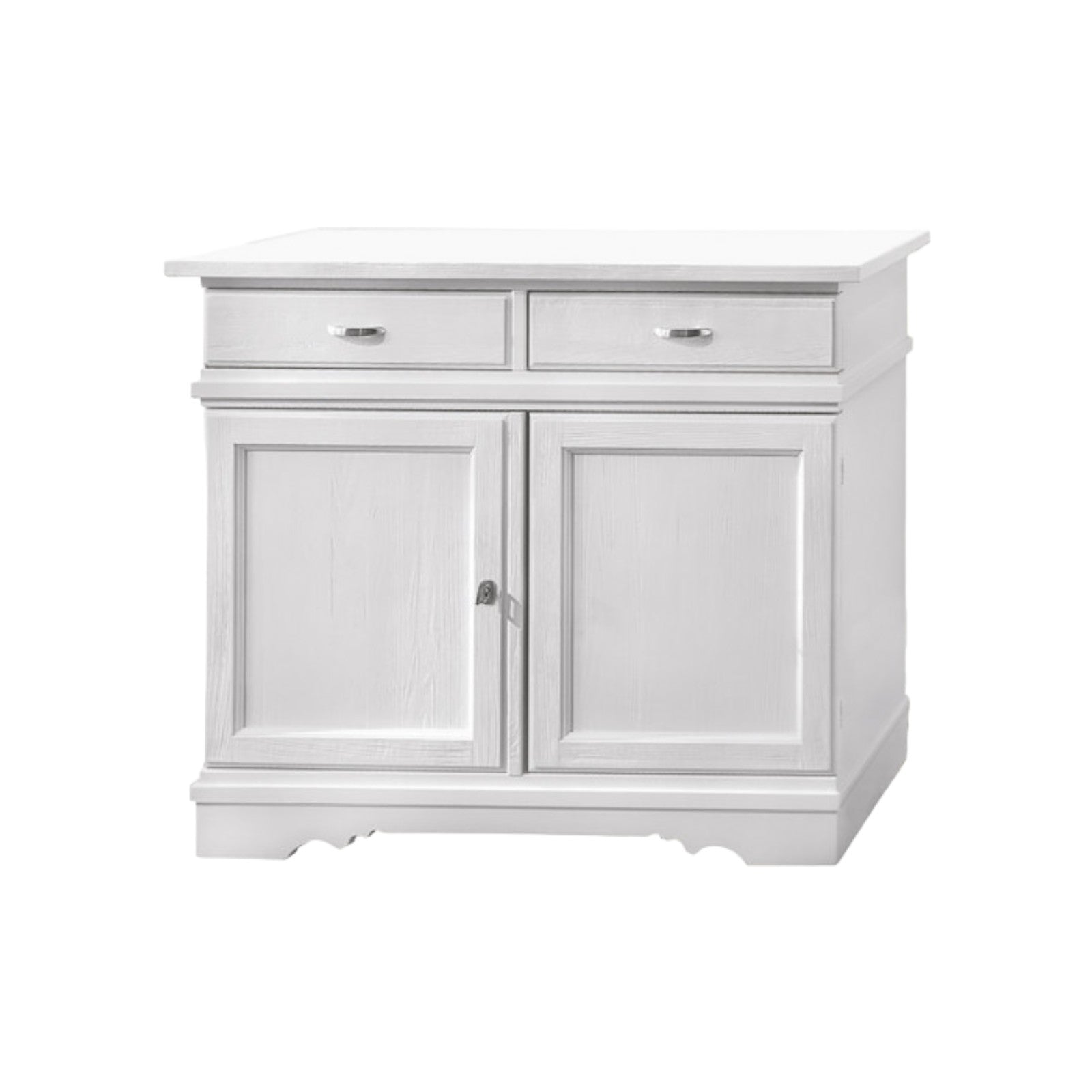 Madia credenza in legno massello 2 ante bianco opaco l.105 p.52 h.94 - Mobili 2G