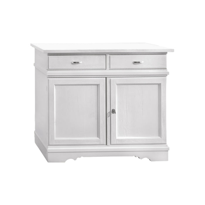 Madia credenza in legno massello 2 ante bianco opaco l.105 p.52 h.94 - Mobili 2G