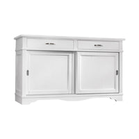 Madia credenza in legno massello 2 ante scorrevoli 2 cassetti bianco l.160 p.50 h.95 - Mobili 2G