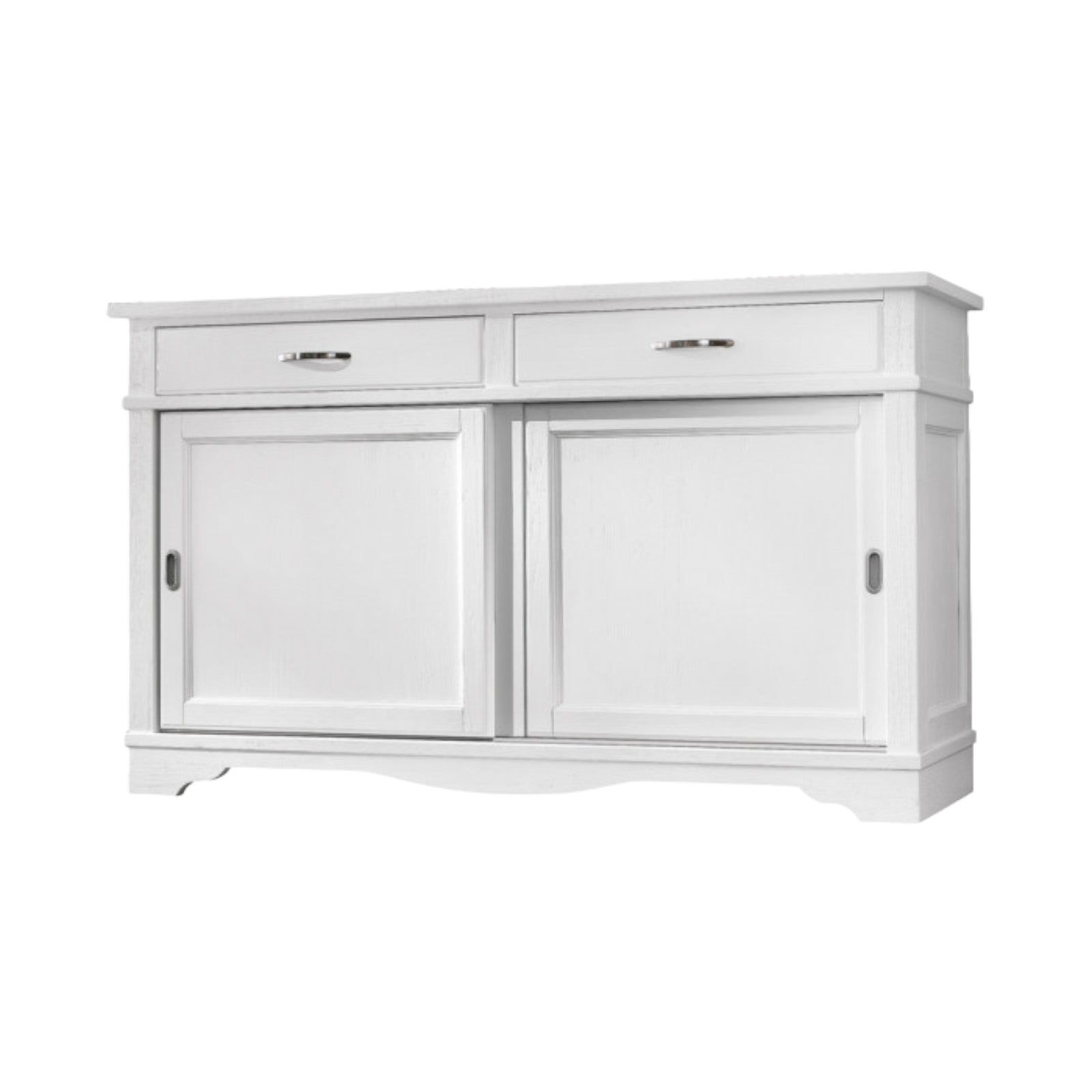 Madia credenza in legno massello 2 ante scorrevoli 2 cassetti bianco l.160 p.50 h.95 - Mobili 2G