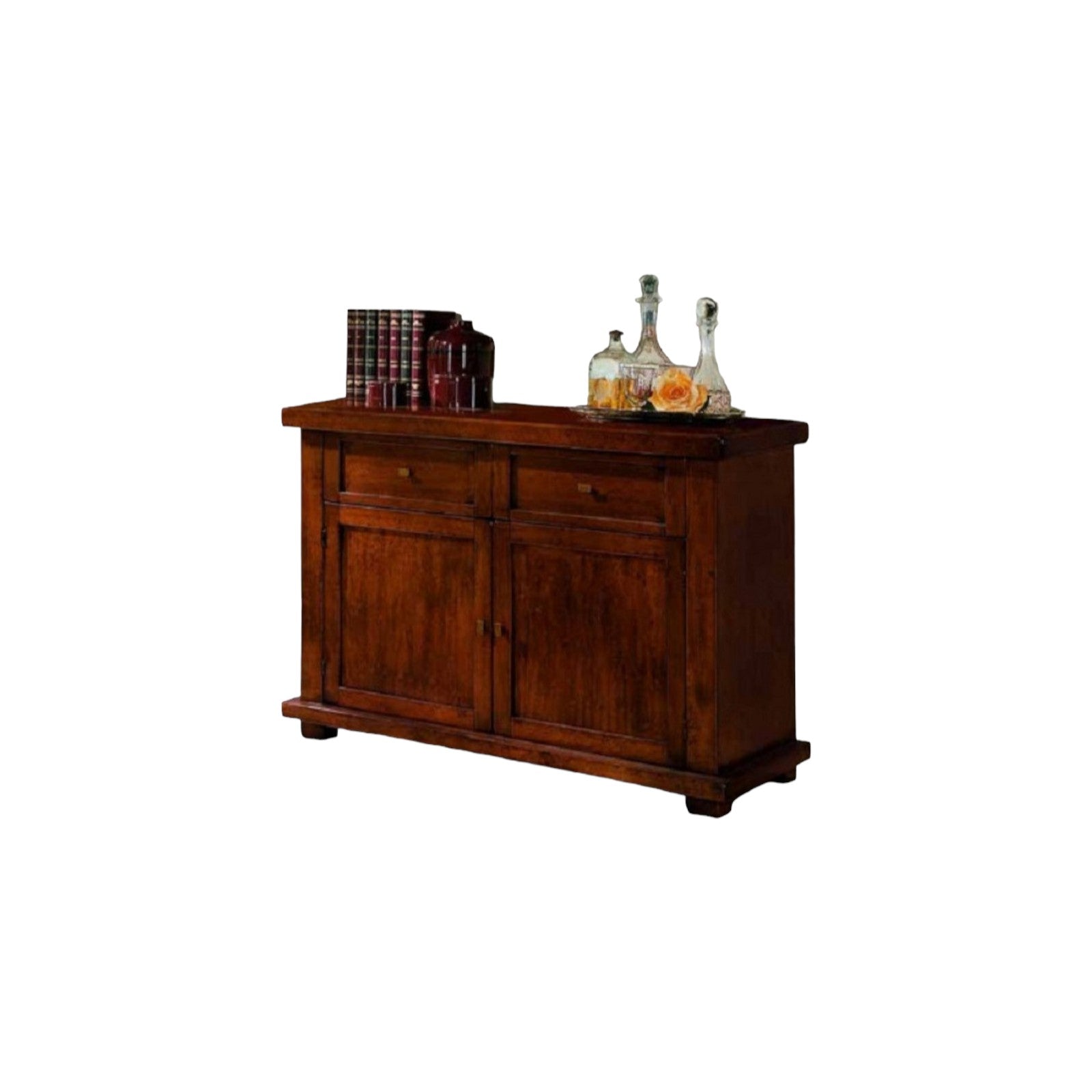 Madia credenza in legno massello 2 ante tinta noce l.120 p.45 h.83 - Mobili 2G