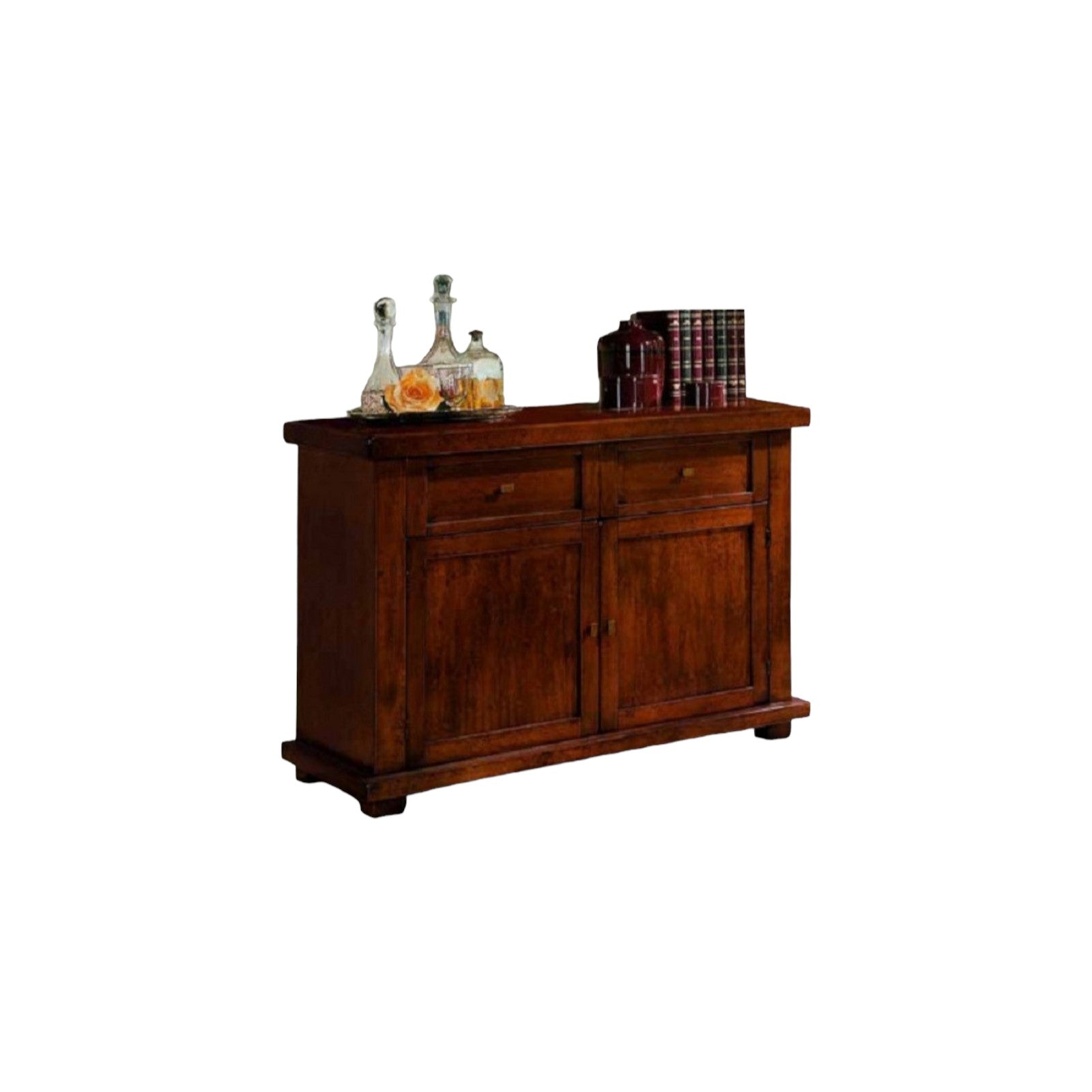 Madia credenza in legno massello 2 ante tinta noce l.120 p.45 h.83 - Mobili 2G