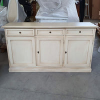 Madia credenza in legno shabby chic 3 ante bianco invecchiato 156x42x85