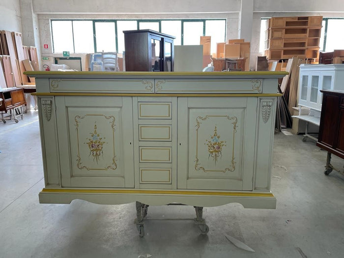 Madia credenza legno 2 porte avorio e oro 210x60x115