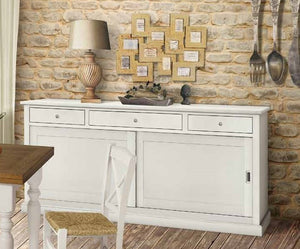 Madia credenza legno 2 ante scorrevoli bianco 200x50x90