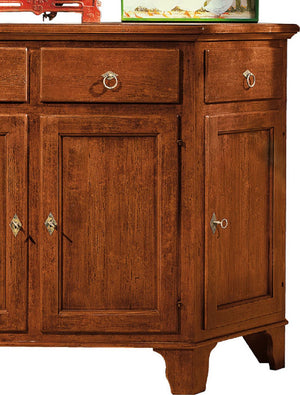 Madia credenza scantonata in legno massello 4 porte tinta noce l.158 p.48 h.102