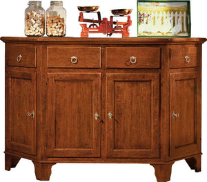 Madia credenza scantonata in legno massello 4 porte tinta noce l.158 p.48 h.102