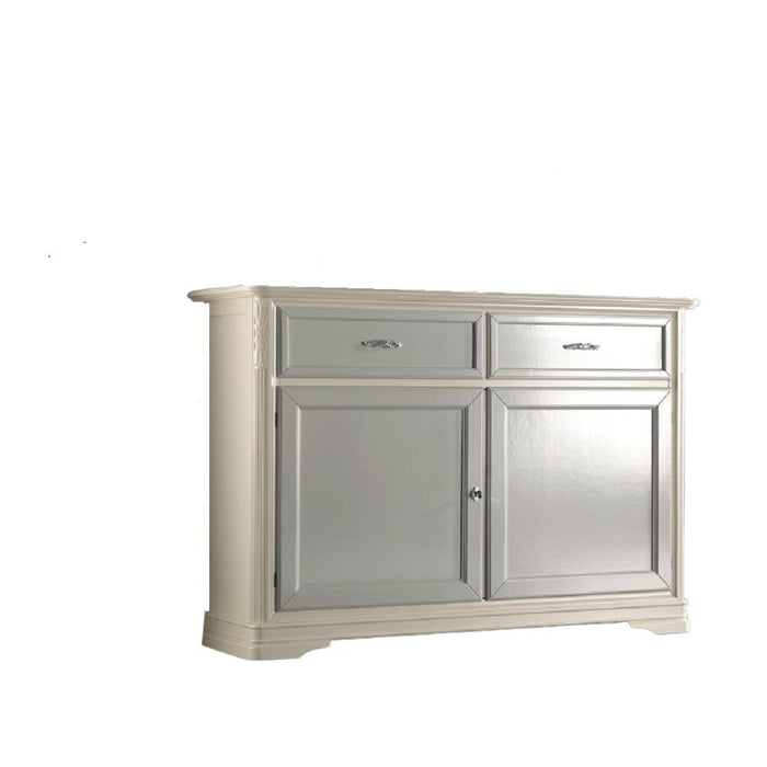 Madia credenza shabby in legno massello 2 porte bianco l.150 p.51 h.105 - Mobili 2G