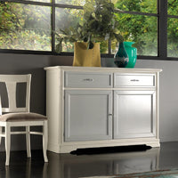 Madia credenza shabby in legno massello 2 porte bianco l.150 p.51 h.105 - Mobili 2G