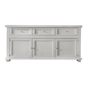 Madia credenza shabby in legno massello 3 porte bianco opaco l.180 p.45 h.86 - Mobili 2G