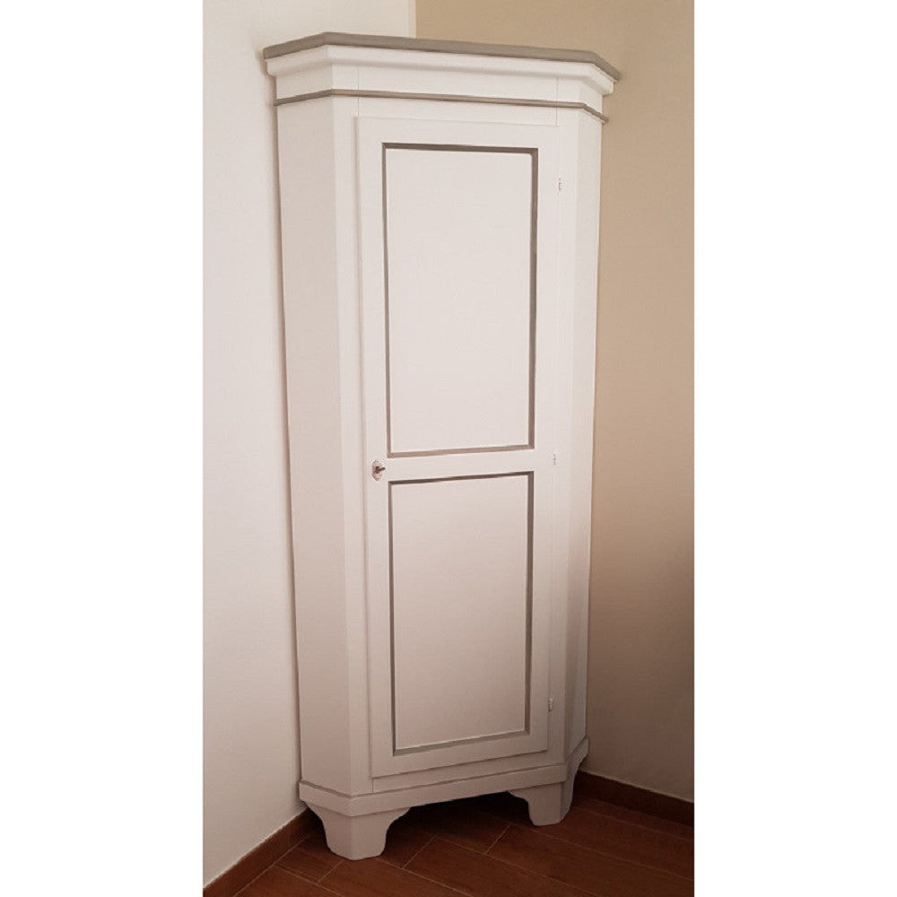 Mobile angolare in legno classico 1 porta bianco e grigio l.58 x 58 h.198 - Mobili 2G