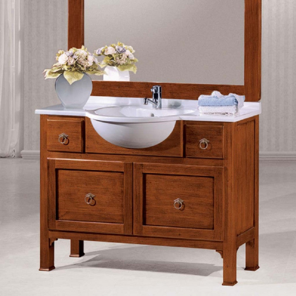 Mobile bagno 108 cm in legno lavabo 2 cassetti 1 cassettone  e specchio