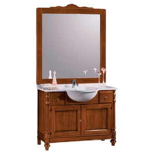 Mobile bagno 108 cm in legno lavabo 2 cassetti 2 porte e specchio