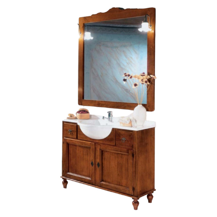 Mobile bagno 108 cm in legno lavabo 2 cassetti 2 porte e specchio - Mobili 2G