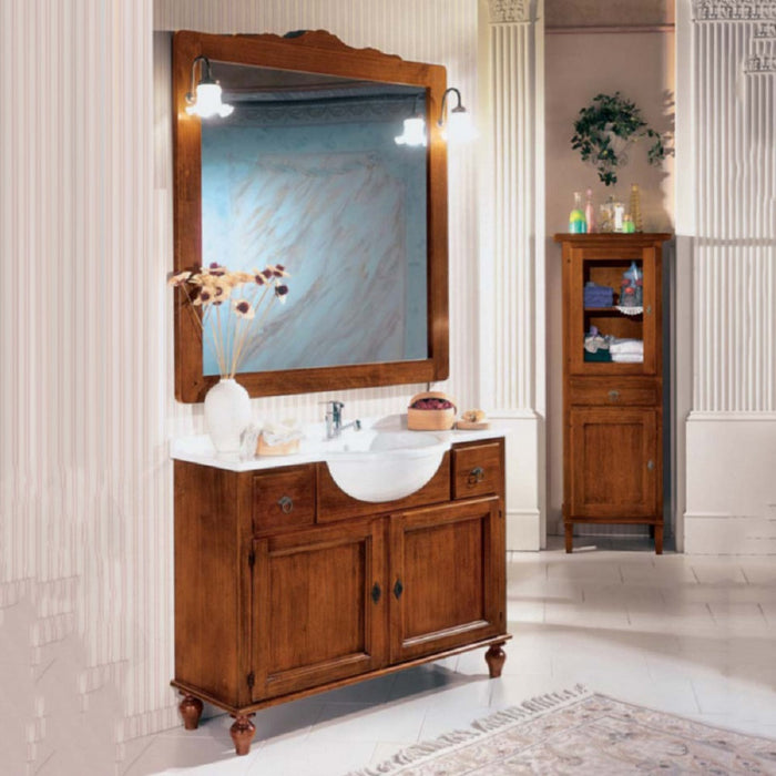 Mobile bagno 108 cm in legno lavabo 2 cassetti 2 porte e specchio - Mobili 2G