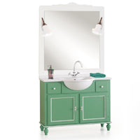 Mobile bagno 108 cm in legno lavabo 2 cassetti 2 porte e specchio - Mobili 2G