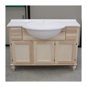 Mobile bagno 3 porte 2 cassetti con lavello legno grezzo 111x36x80 - Mobili 2G