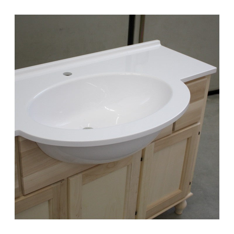 Mobile bagno 3 porte 2 cassetti con lavello legno grezzo 111x36x80 - Mobili 2G