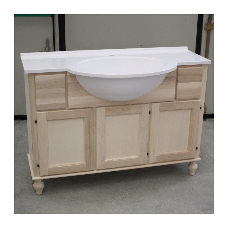 Mobile bagno 3 porte 2 cassetti con lavello legno grezzo 111x36x80 - Mobili 2G