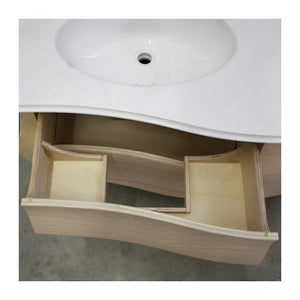 Mobile bagno 6 cassetti bombato con doppio lavello legno grezzo 162x58x83 - Mobili 2G