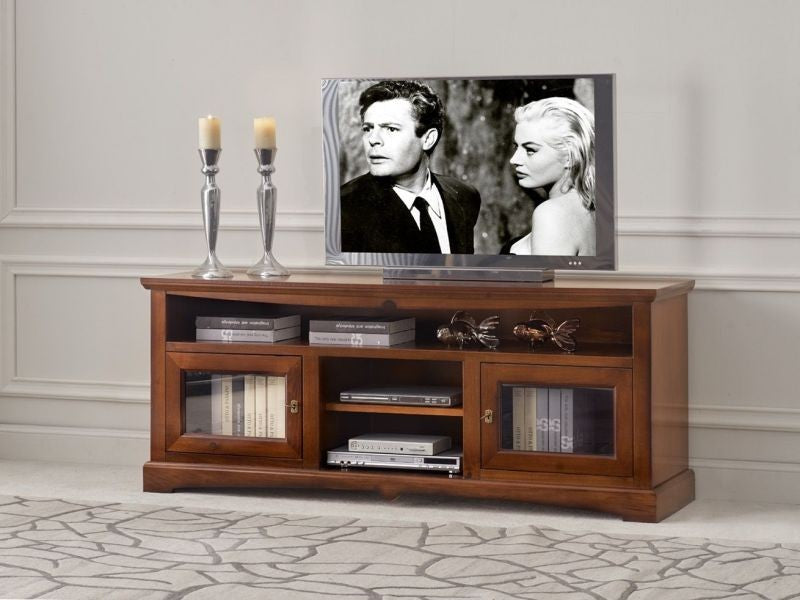 Mobile porta tv goccia legno noce arte povera 170x46x69