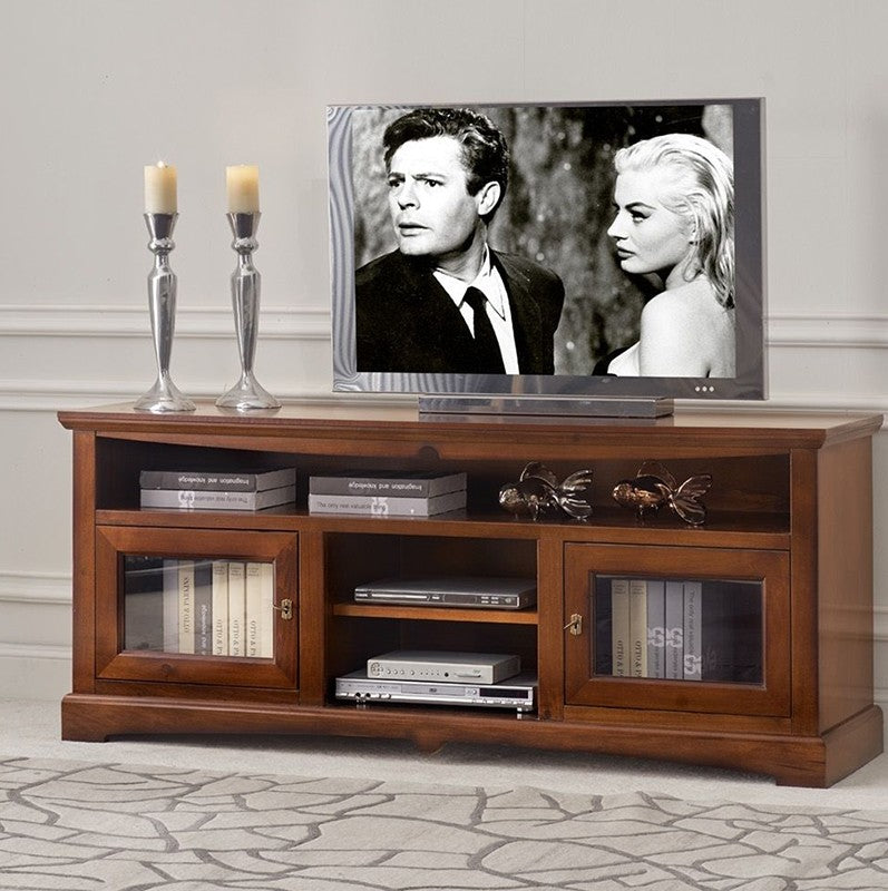 Mobile porta tv goccia legno noce arte povera 170x46x69