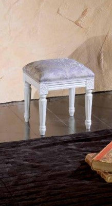 Panca imbottita shabby in legno con intagli e fregi - Mobili 2G