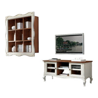 Parete attrezzata porta tv legno shabby bianco consumato