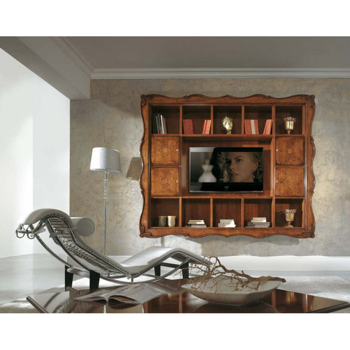 Parete porta tv a cornice 14 vani con porte legno bassano 235x37x192 - Mobili 2G