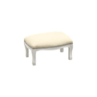 Poggiapiedi imbottito ecopelle beige legno shabby bianco 30x20x10 - Mobili 2G