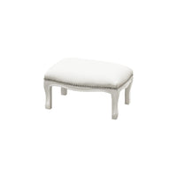 Poggiapiedi imbottito ecopelle bianca legno shabby bianco 30x20x10 - Mobili 2G