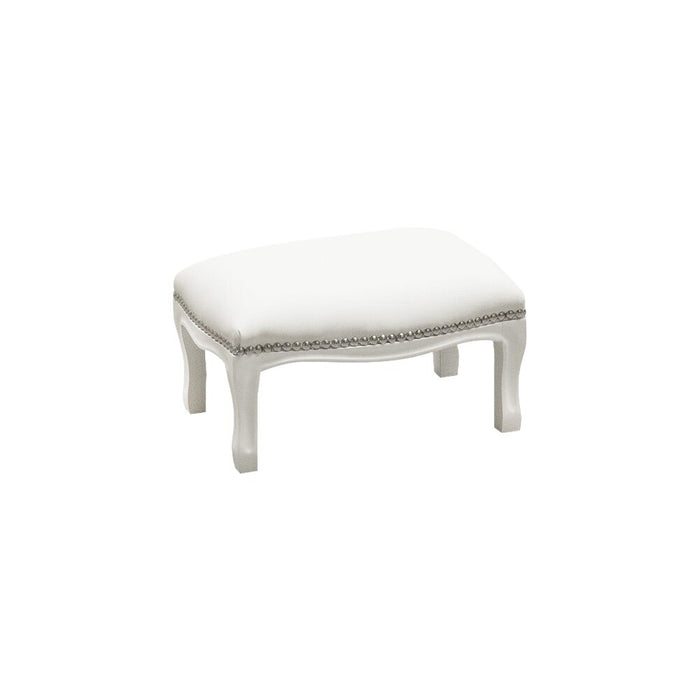 Poggiapiedi imbottito ecopelle bianca legno shabby bianco 30x20x10 - Mobili 2G