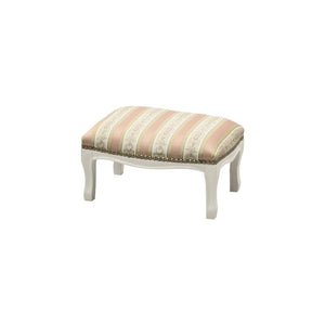 Poggiapiedi imbottito tessuto rosa legno shabby bianco 30x20x10 - Mobili 2G