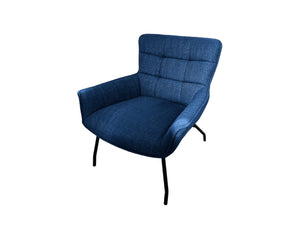 Poltrona moderna design imbottita tessuto blu 81x70x85 - Mobili 2G