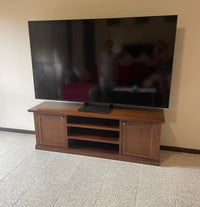 Porta tv arte povera televisore in legno tinta noce 160x45x56