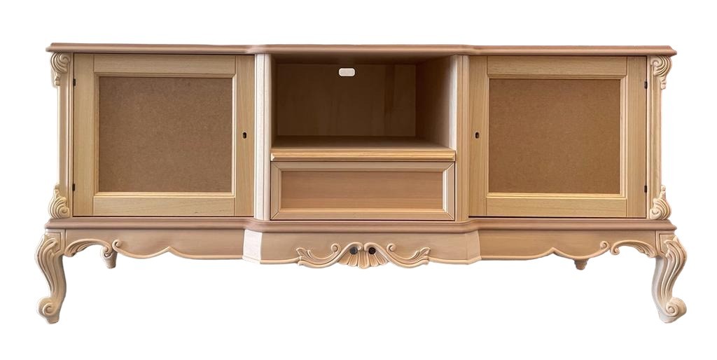 Porta tv con pannello classico barocco legno grezzo 174x60x189 - Mobili 2G