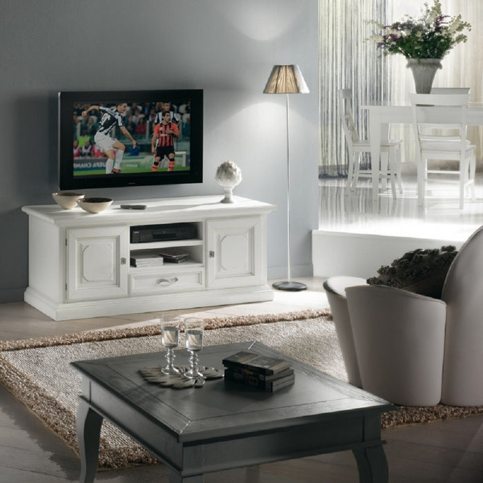 Porta tv in legno 2 ante shabby bianco l.152 p.55 h.60 - Mobili 2G