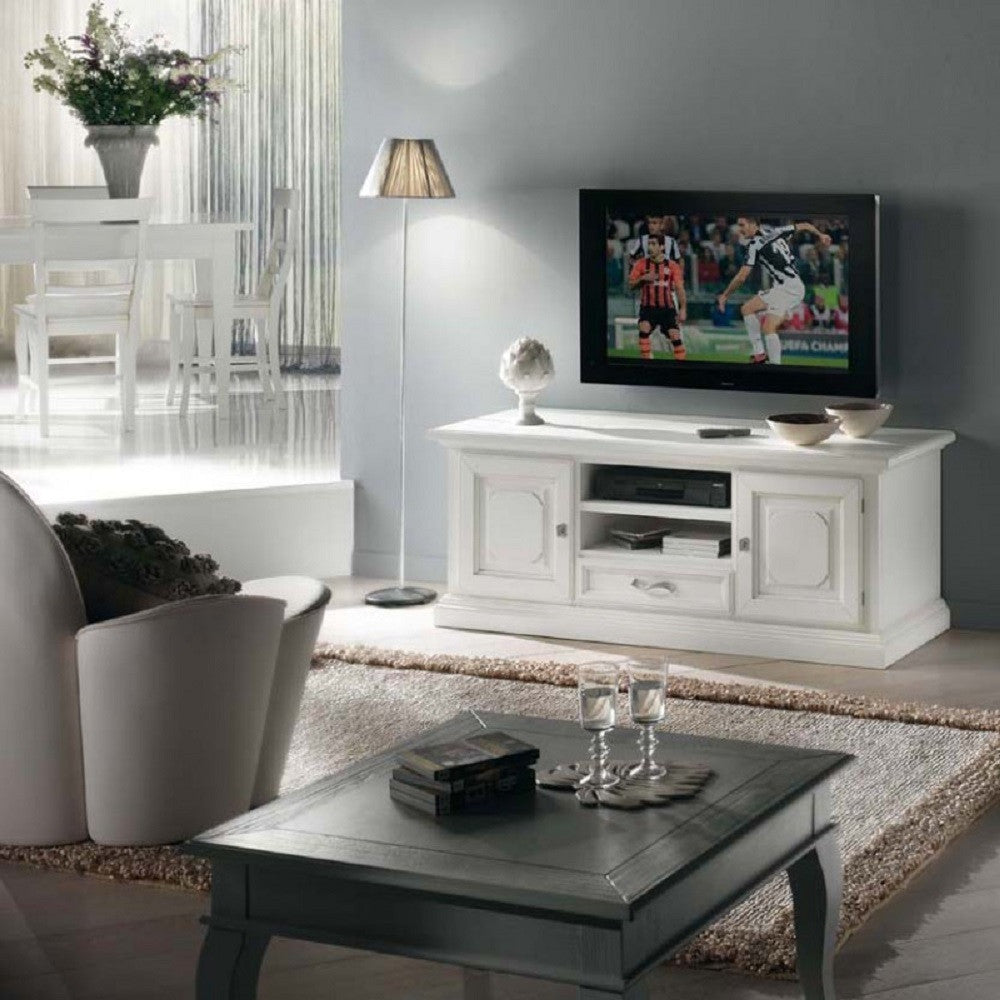 Porta tv in legno 2 ante shabby bianco l.152 p.55 h.60 - Mobili 2G