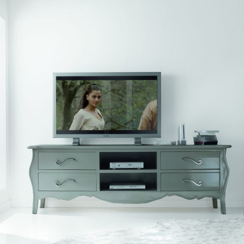 Porta tv in legno in legno shabby tortora madreperla 182x50x61