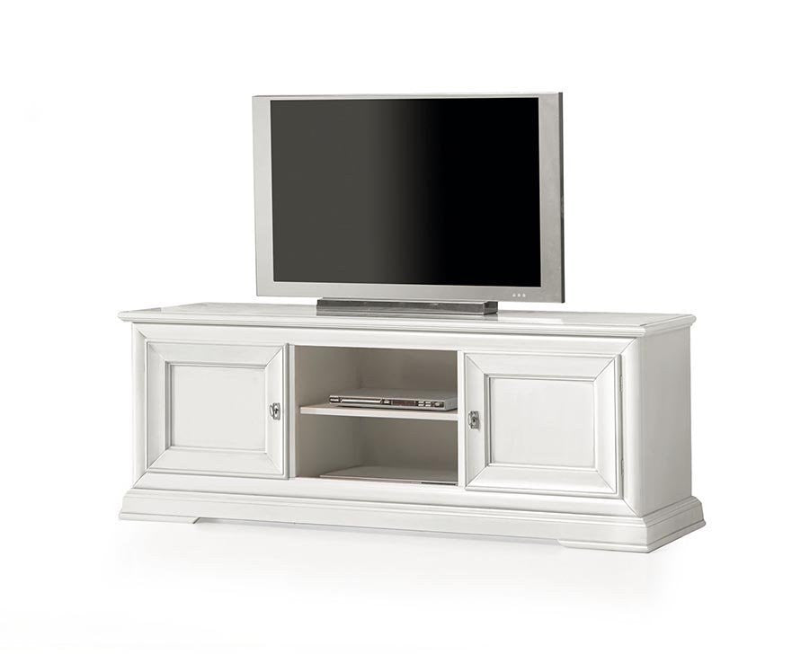 Porta tv in legno shabby 2 porte bianco 162x51x61