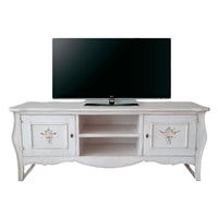 Porta tv legno shabby bianco anticato decori 160x50x61 - Mobili 2G